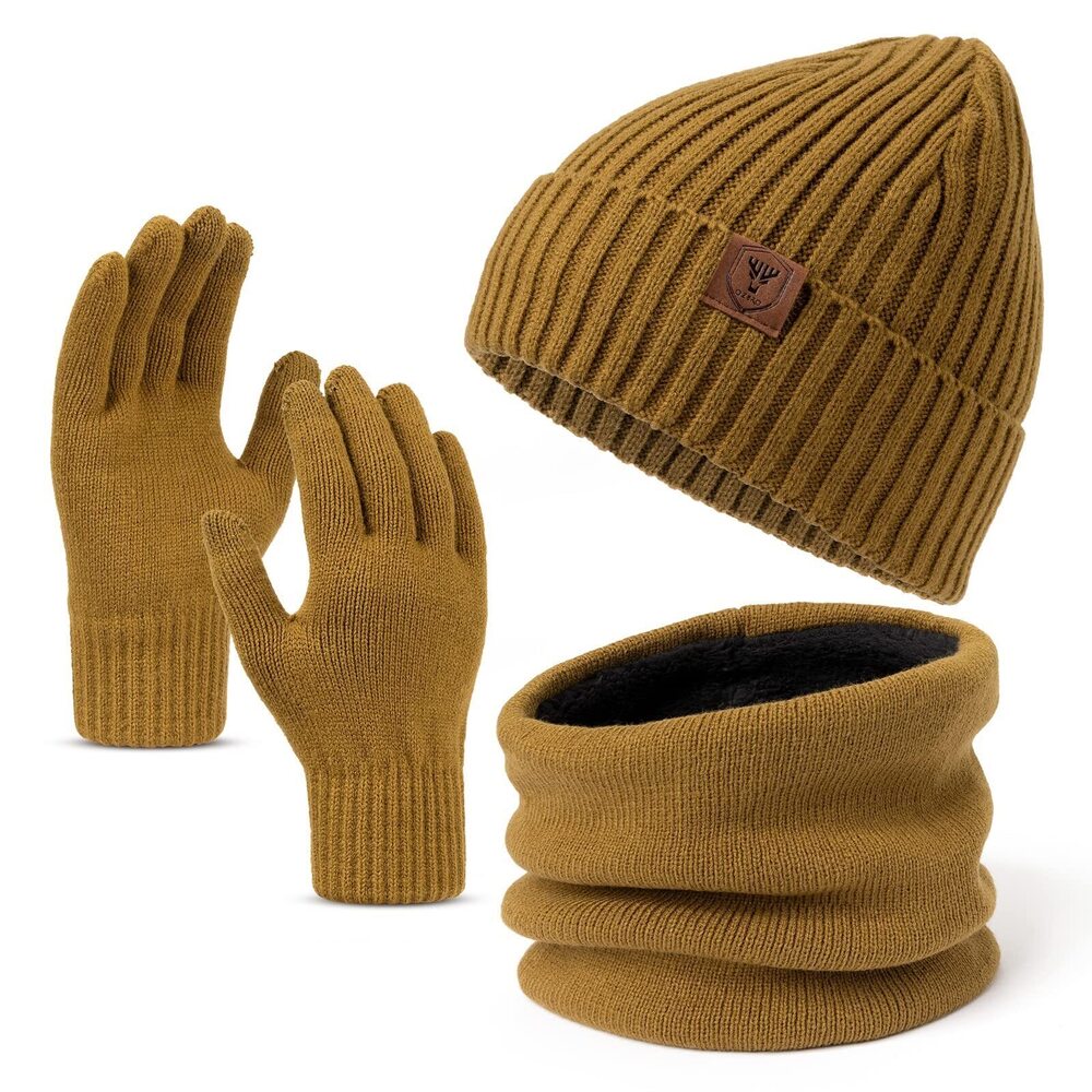 5097 Beanie Hat Scarf and Glove Set: Winter Beanie Neck Warmer, 3-Piece